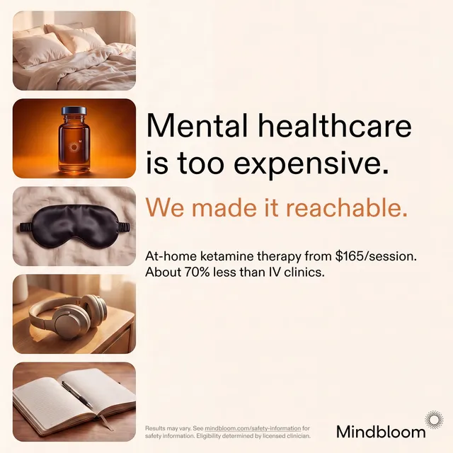 Mental healthcare is too expensive. We made it reachable: at-home ketamine therapy from $165 a session.